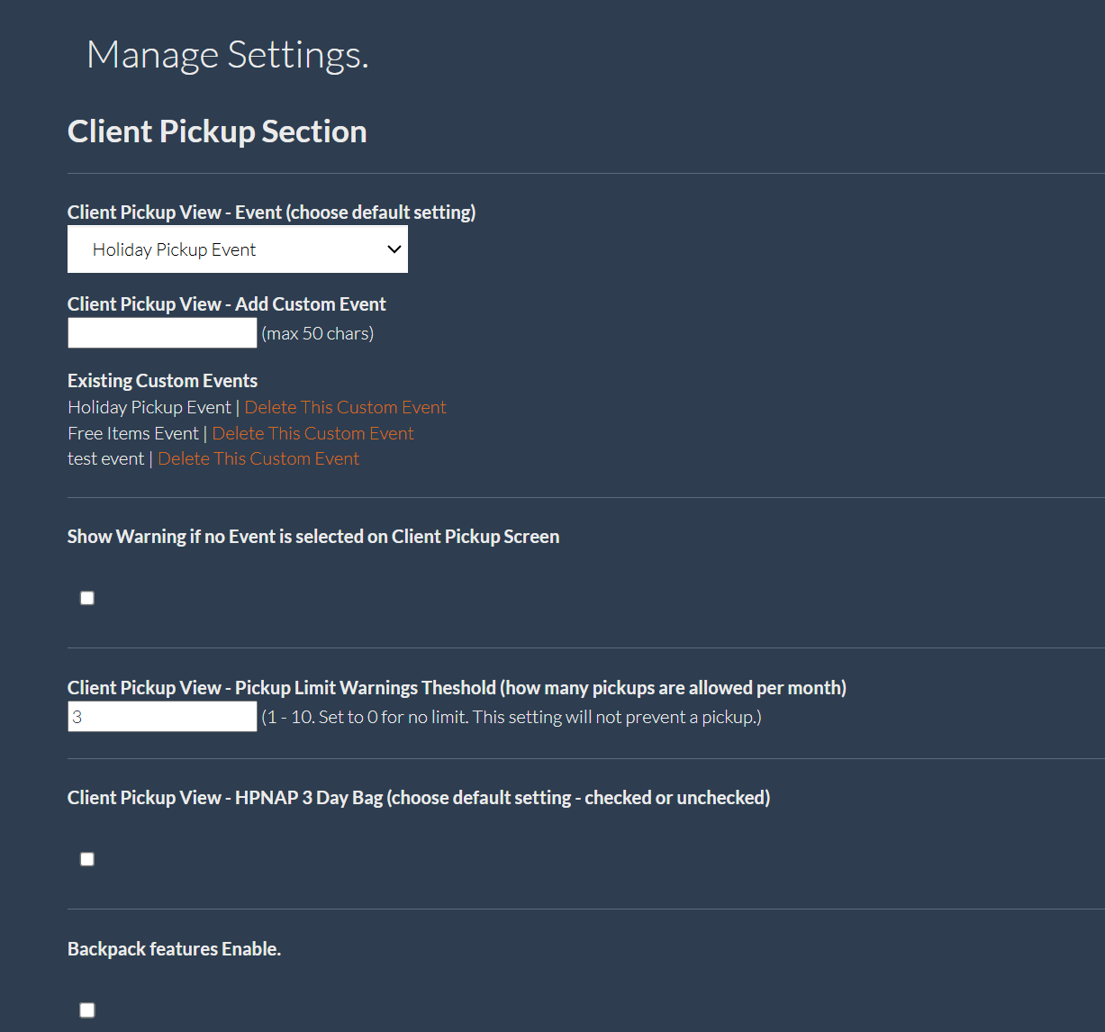 Manage Settings